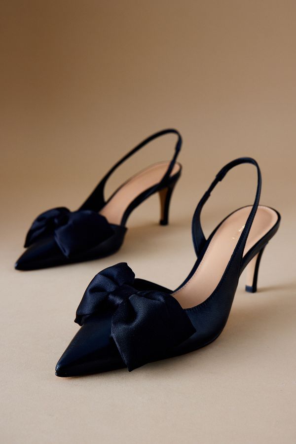 Slide View: 4: By Anthropologie Satin Schleife Slingback Absätze