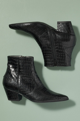 croc effect ankle boots