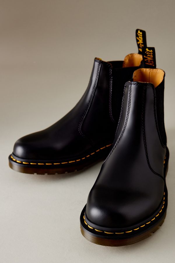 Slide View: 2: Dr. Martens 2976 Yellow-Stitch Smooth Leather Chelsea Boots