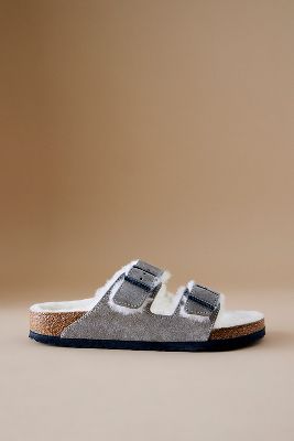 Sandales Birkenstock Arizona en Suède Doublées de Peau de Mouton