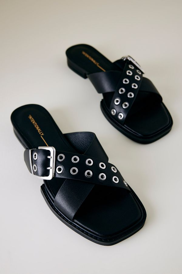 Slide View: 4: Intentionally Blank Clean Buckle Sandals