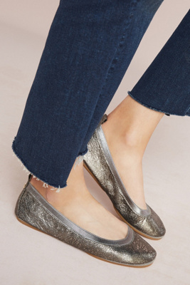 metallic ballet flats
