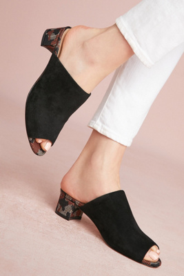 suede open toe mules