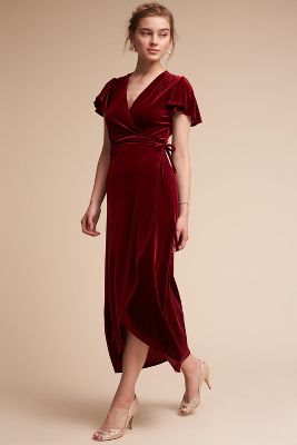 anthropologie red velvet dress