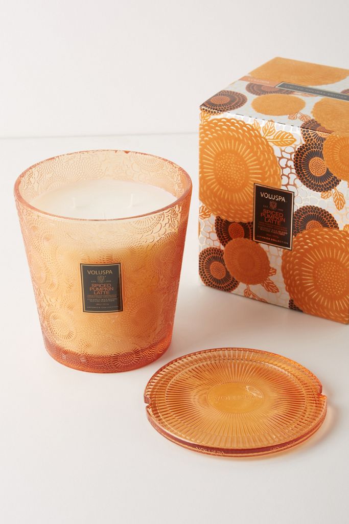 Voluspa Pumpkin ThreeWick Glass Candle Anthropologie