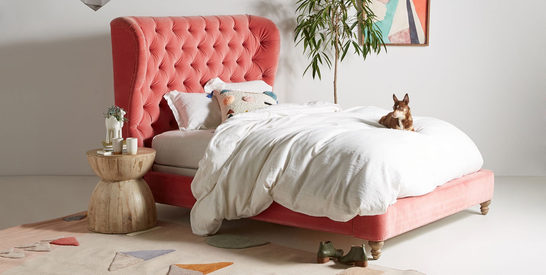 Tufted Wingback Bed Anthropologie, Upholstered Wingback Bed King