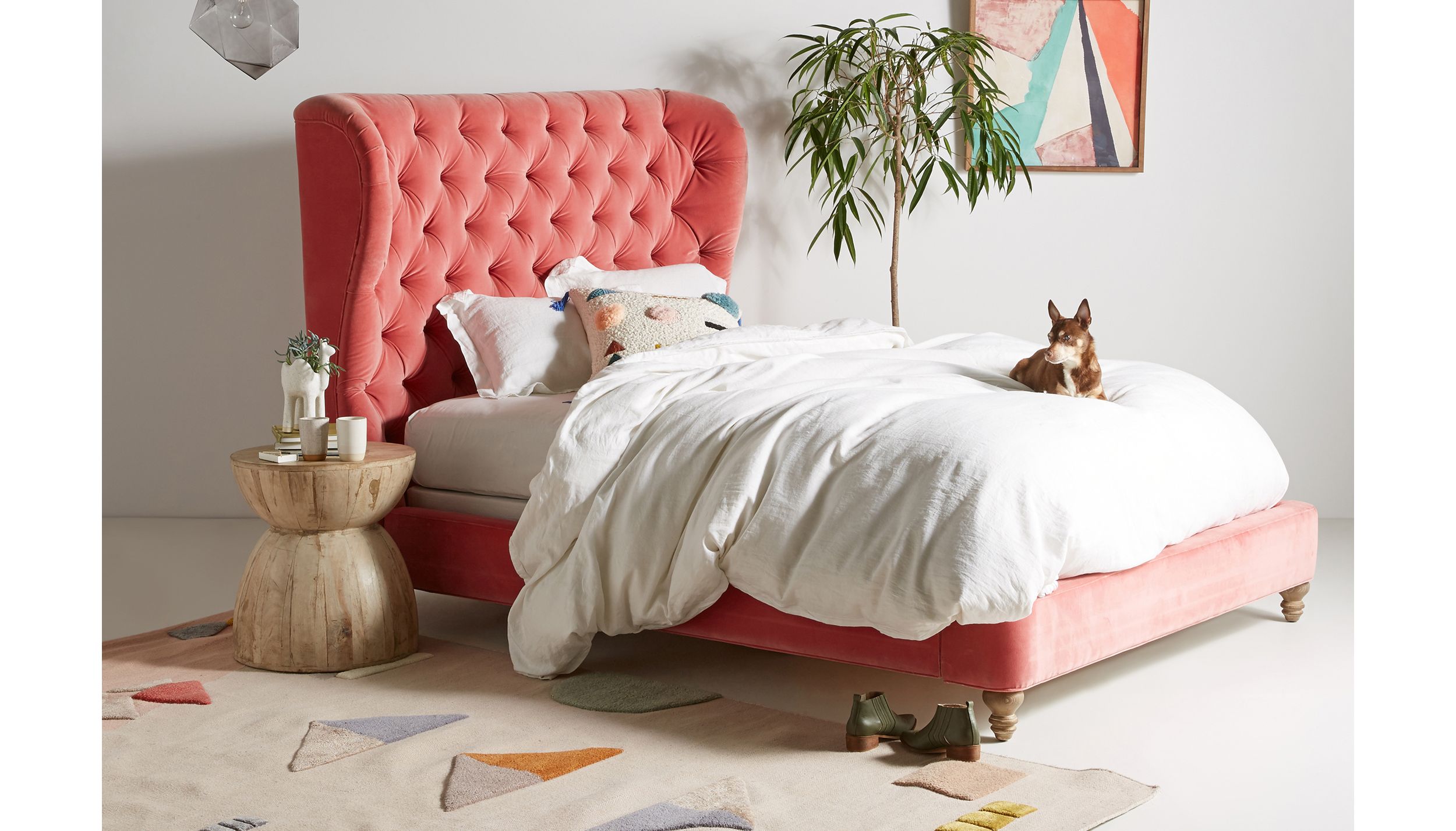 Tufted Wingback Bed Anthropologie, King Size Wingback Upholstered Bed