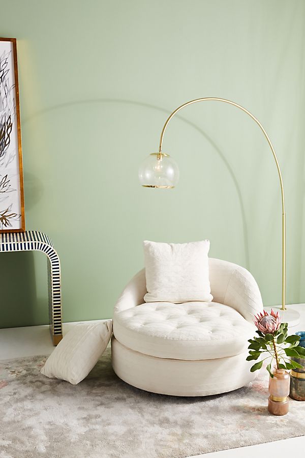 Slide View: 1: Textured Cotton Barwick Swivel Chair