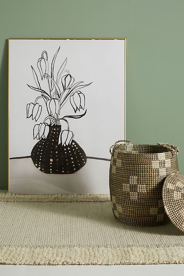 Slide View: 1: Flowers In A Black Vase Wall Art