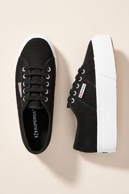 superga all black platform sneakers