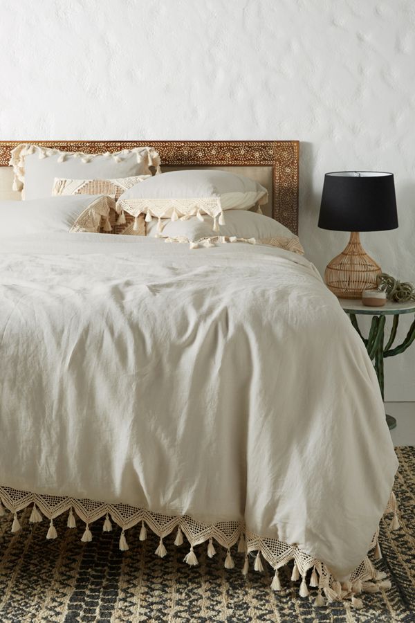 Tasseled Linen Duvet Cover Anthropologie