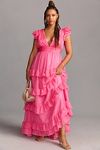 Thumbnail View 3: Mac Duggal Plus Tiered V-Neckline Ruched Gown