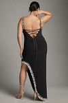 Thumbnail View 2: Mac Duggal Plus Lace-Up Asymmetrical Side-Slit Embellished-Hem Dress