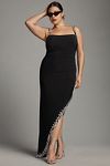 Thumbnail View 1: Mac Duggal Plus Lace-Up Asymmetrical Side-Slit Embellished-Hem Dress