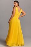 Thumbnail View 3: Mac Duggal Plus Chiffon Pleated V-Neck Ruffle Gown