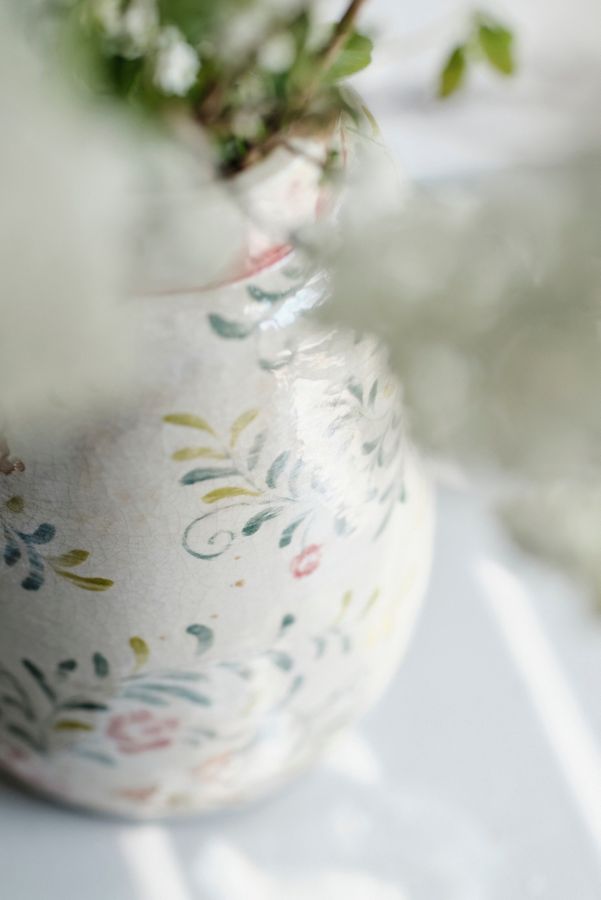 Slide View: 13: Distressed Rose + Vine Terracotta Vase