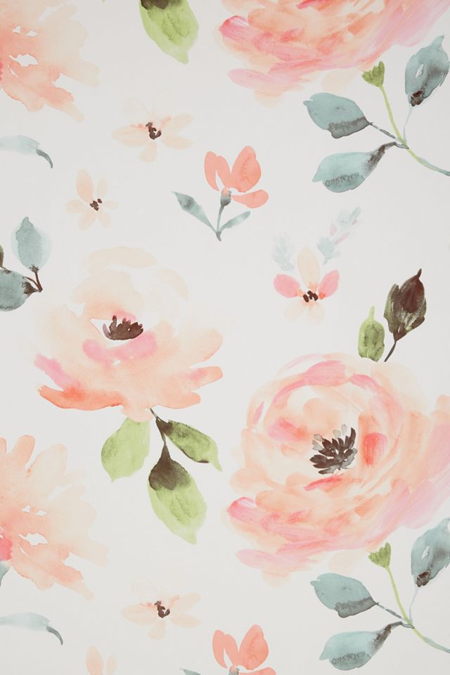 Blooming Watercolor Wallpaper Anthropologie