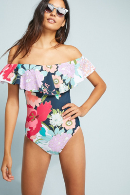 trina turk off the shoulder swimsuit