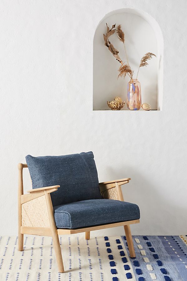 Slide View: 1: Linen Cane Chair