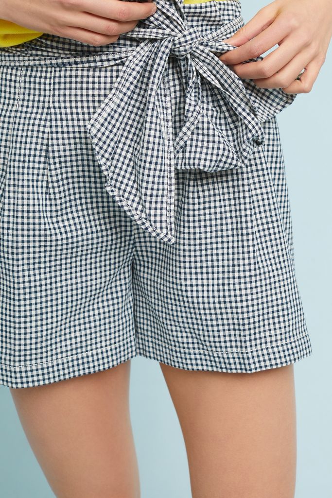 Gingham Tie Waist Shorts Anthropologie 8088