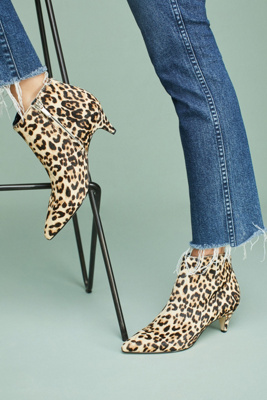 kinzey genuine calf hair pointy toe bootie