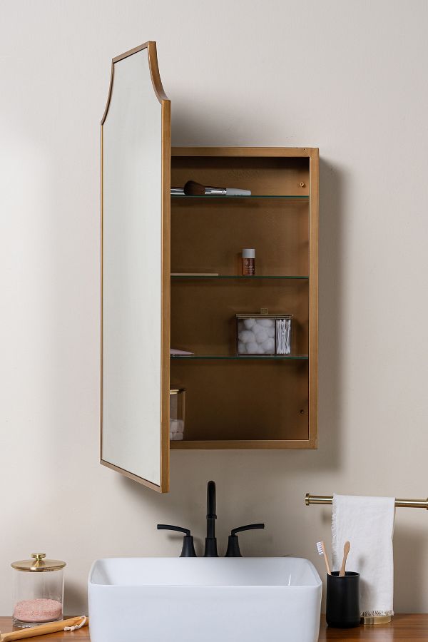 Slide View: 2: Simone Mirrored Metal Bathroom Wall Cabinet