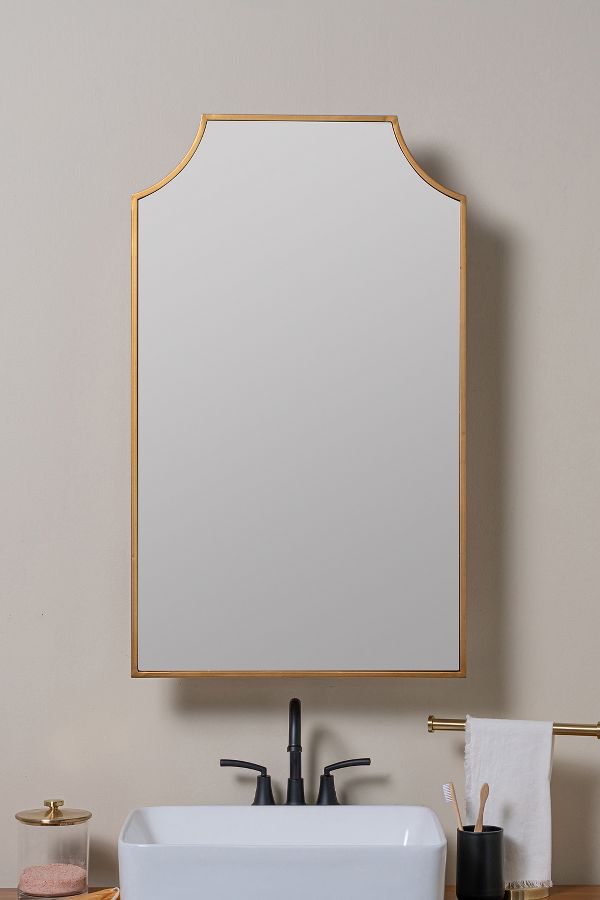 Slide View: 1: Simone Mirrored Metal Bathroom Wall Cabinet