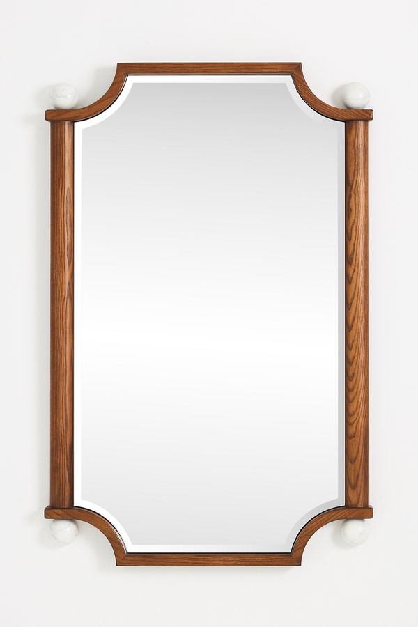 Slide View: 3: Perry Wooden Stone Mirror