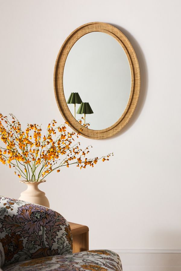 Slide View: 1: Valley Raffia Oval Wall Mirror