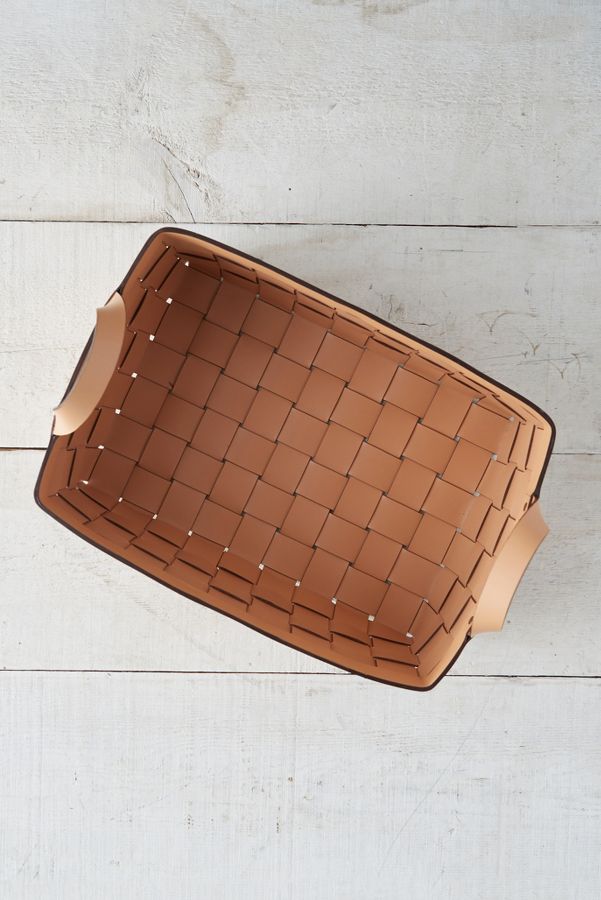 Slide View: 5: Wide Weave Leather Basket