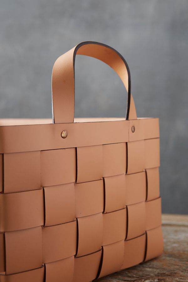 Slide View: 2: Wide Weave Leather Basket