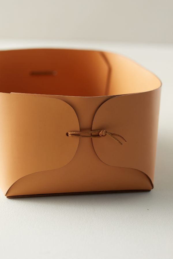 Slide View: 5: Folded Leather Basket