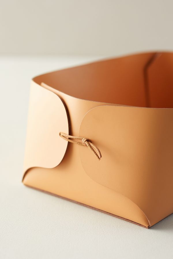 Slide View: 6: Folded Leather Basket