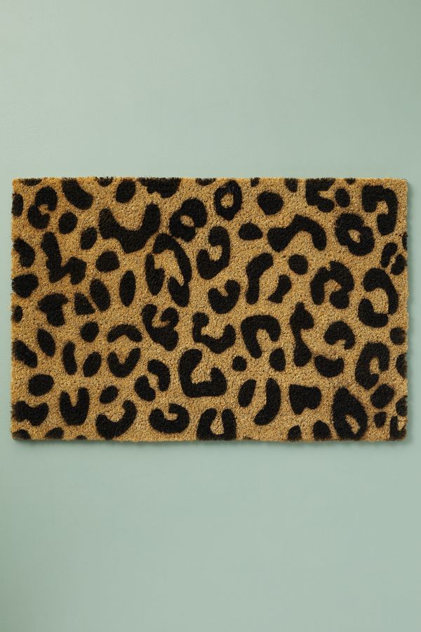 Black Leopard Printed Doormat Anthropologie Uk