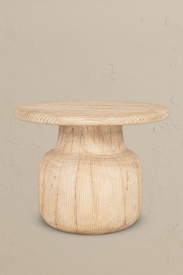 Slide View: 2: nkuku Vivan Grooved Wood Side Table