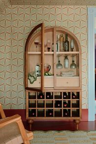 Slide View: 1: Fern Ash Wood Bar Cabinet