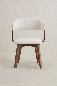 Slide View: 1: Brooke Boucle-Upholstered FSC Beech Wood Swivel Dining Chair