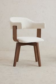 Slide View: 3: Brooke Boucle-Upholstered FSC Beech Wood Swivel Dining Chair