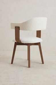 Slide View: 5: Brooke Boucle-Upholstered FSC Beech Wood Swivel Dining Chair