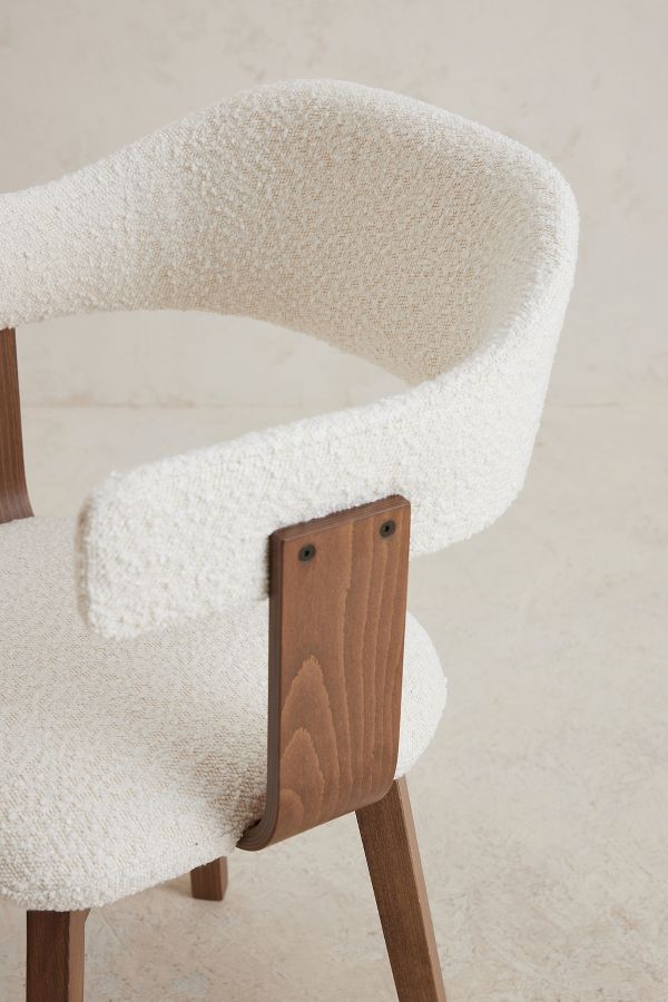 Slide View: 6: Brooke Boucle-Upholstered FSC Beech Wood Swivel Dining Chair