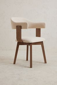 Slide View: 3: Brooke Cotton-Upholstered FSC Beech Wood Swivel Dining Chair