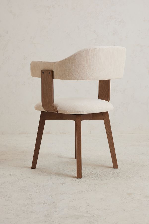 Slide View: 4: Brooke Cotton-Upholstered FSC Beech Wood Swivel Dining Chair