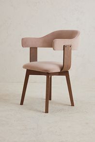 Slide View: 2: Brooke Velvet-Upholstered FSC Beech Wood Swivel Dining Chair