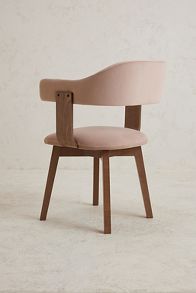 Slide View: 4: Brooke Velvet-Upholstered FSC Beech Wood Swivel Dining Chair