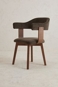 Slide View: 2: Brooke Velvet-Upholstered FSC Beech Wood Dining Chair