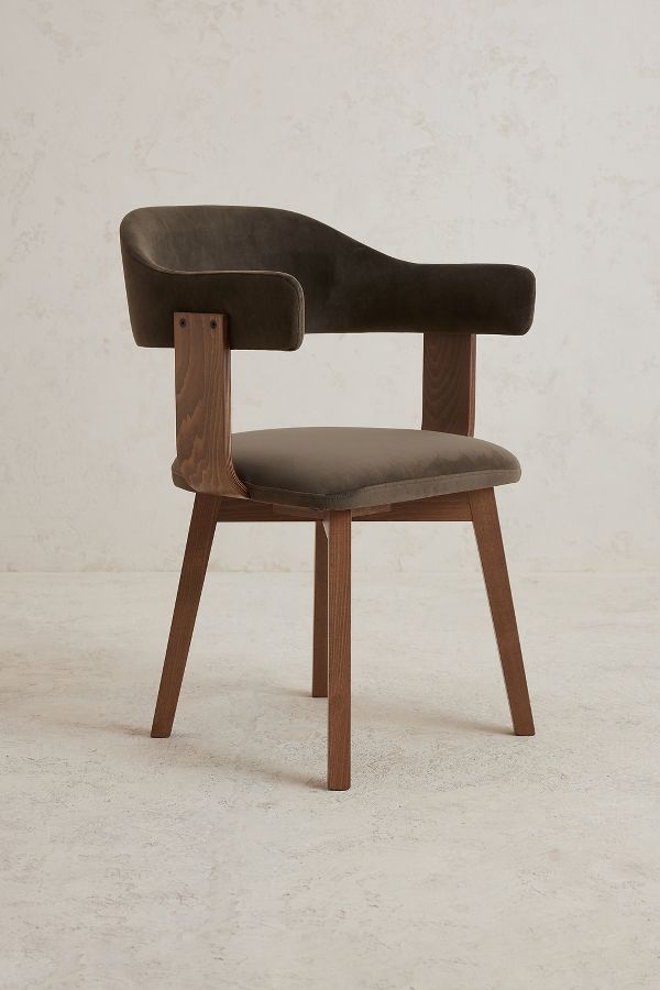 Slide View: 3: Brooke Velvet-Upholstered FSC Beech Wood Dining Chair