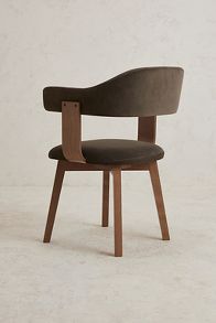 Slide View: 4: Brooke Velvet-Upholstered FSC Beech Wood Dining Chair