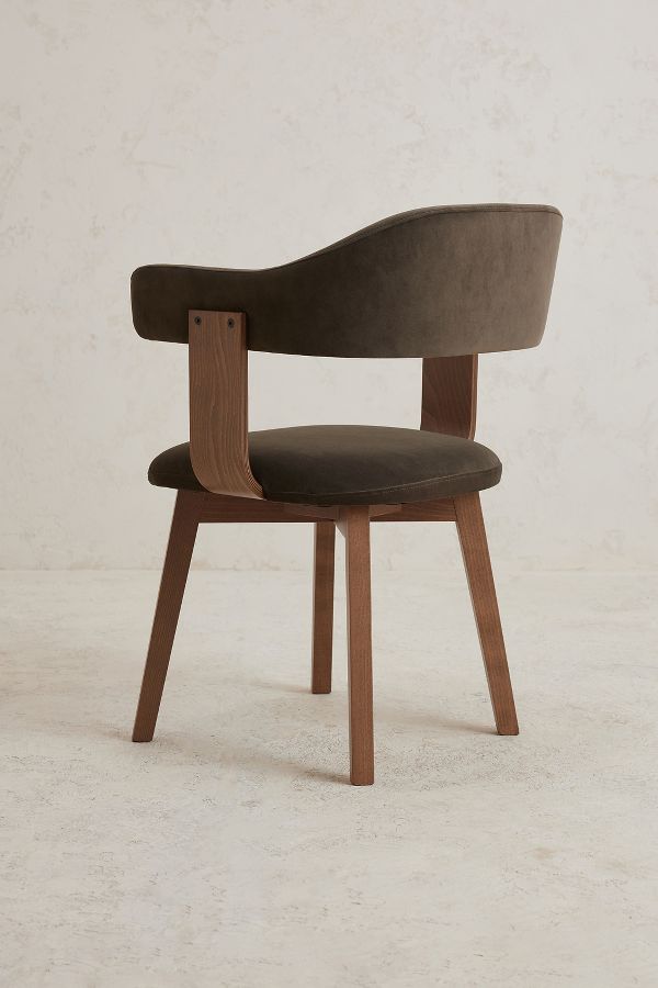 Slide View: 4: Brooke Velvet-Upholstered FSC Beech Wood Dining Chair