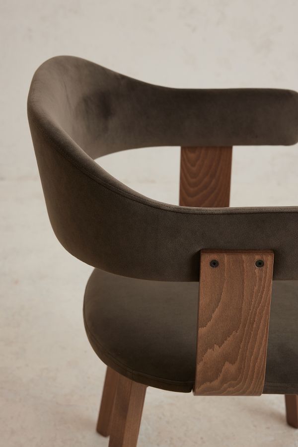 Slide View: 6: Brooke Velvet-Upholstered FSC Beech Wood Dining Chair