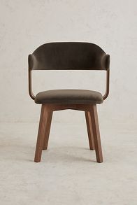 Slide View: 1: Brooke Velvet-Upholstered FSC Beech Wood Dining Chair